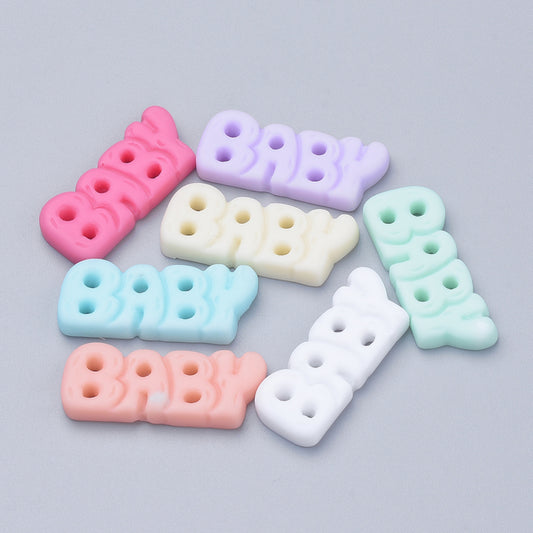 Resin Cabochons, Word Baby, Mixed Color BULK 4 PACK