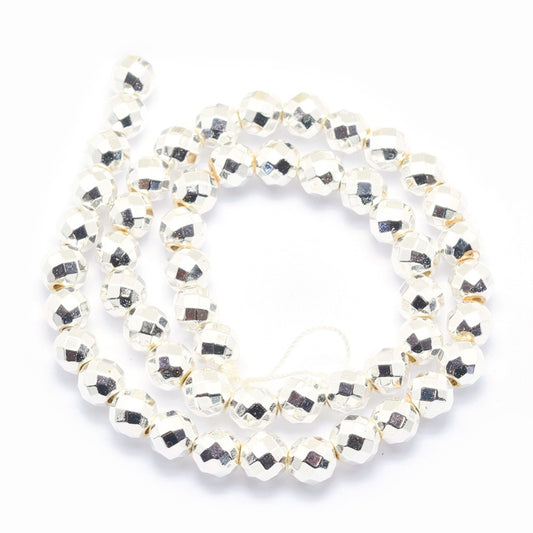 Hematite Grade AAA Faceted 4mm Bead Strands Long Lasting Plated Silver