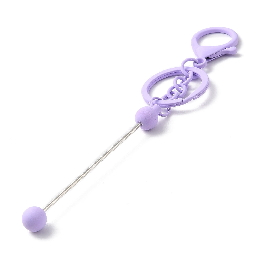 Spray Painted Alloy Bar Beadable Keychain for Jewelry Making DIY Crafts, with Alloy Lobster Clasps and Iron Ring, Mixed Color