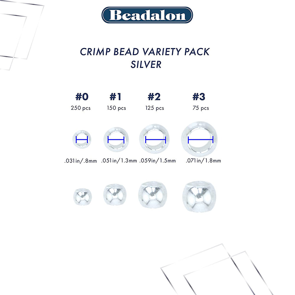 Beadalon Silver Plated Crimp Beads Size #0 (0.8 mm I.D.) Approx. 200 Pieces | The Pink Bead Shop Canada