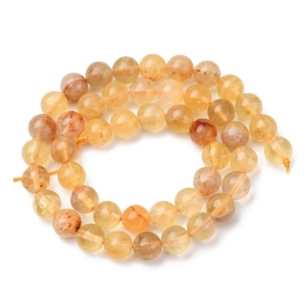 Yellow Fluorite Beads Strands, Round, Natural 8mm