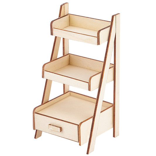 Mini Wood Storage Rack Furniture Model, for Fairy Garden