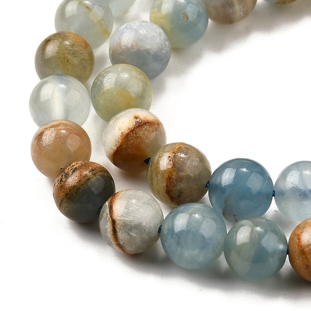 Blue Calcite Beads Strands, Natural 8mm Round