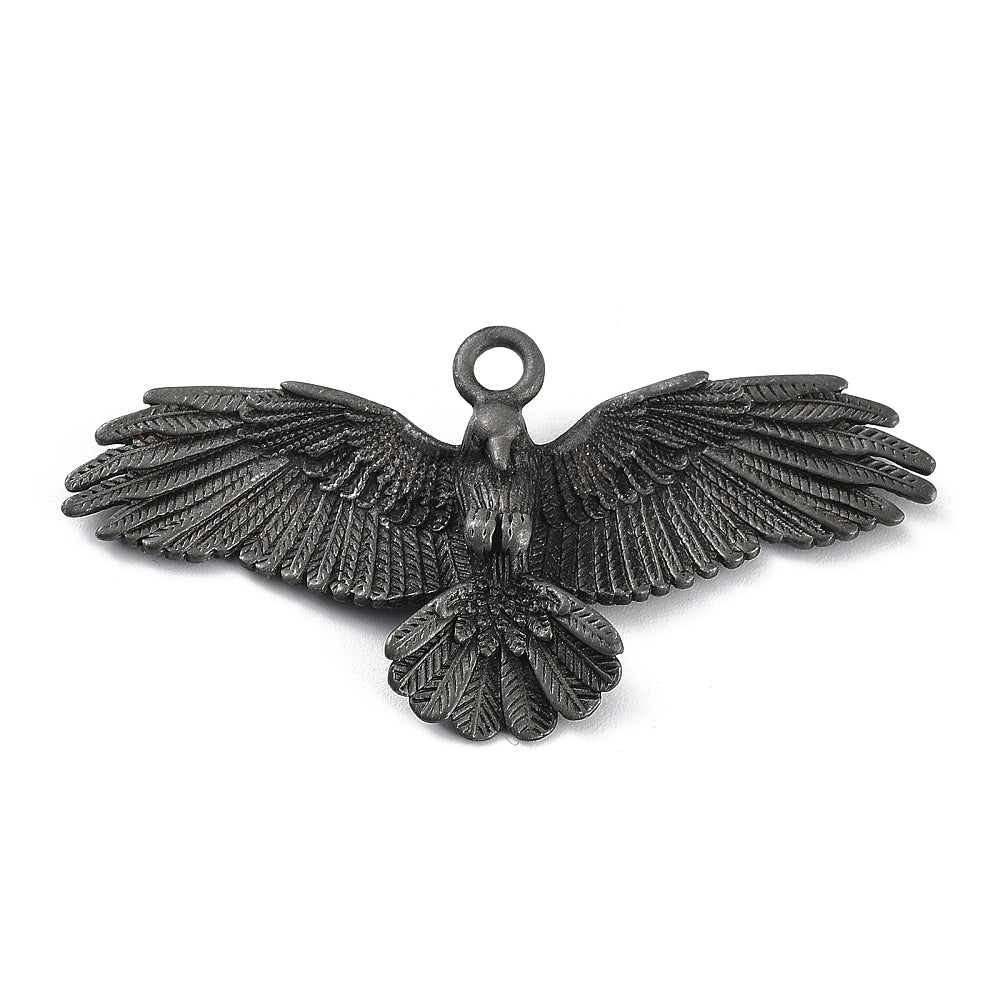 Tibetan Style Alloy Big Pendants, Frosted, Eagle Charm, Antique Silver