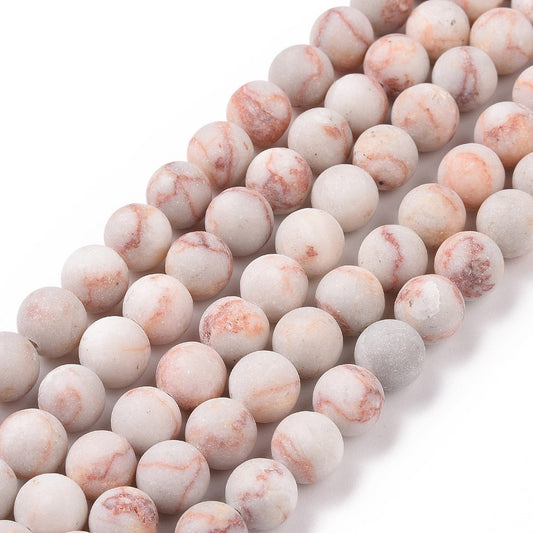 Natural Red Netstone Beads Strands – Round, Frosted, 8–8.5mm, Hole: 1mm, Approx. 45–47pcs/Strand, 14.5” The Pink Bead Shop
