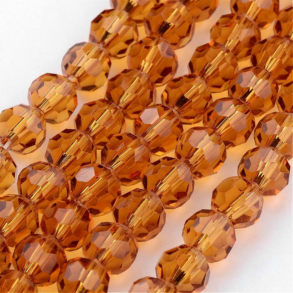 Transparent Glass Bead Strands, Imitation Austrian Crystal, Faceted (32 Facets), Round Assorted Colors