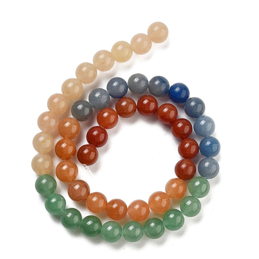 Natural Yellow/Green/Blue/Red Aventurine Beads Strands, Gradient Style, Round