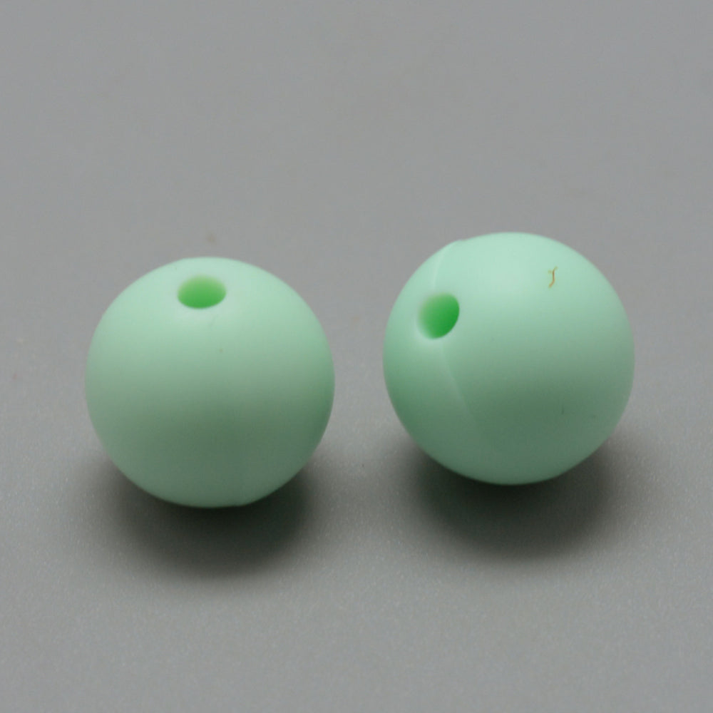 Food Grade Eco-Friendly Silicone Beads, Round, Pale Green