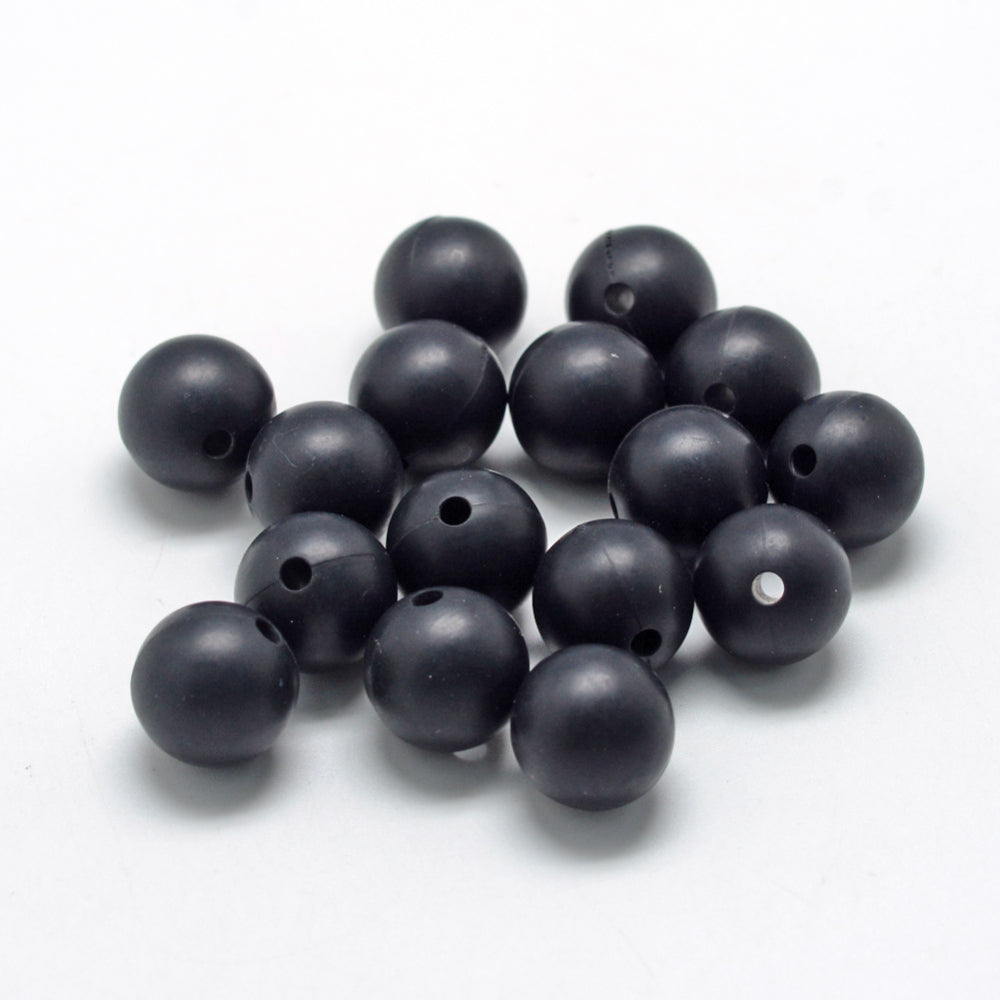 Food Grade Eco-Friendly Silicone Beads, Round, Black