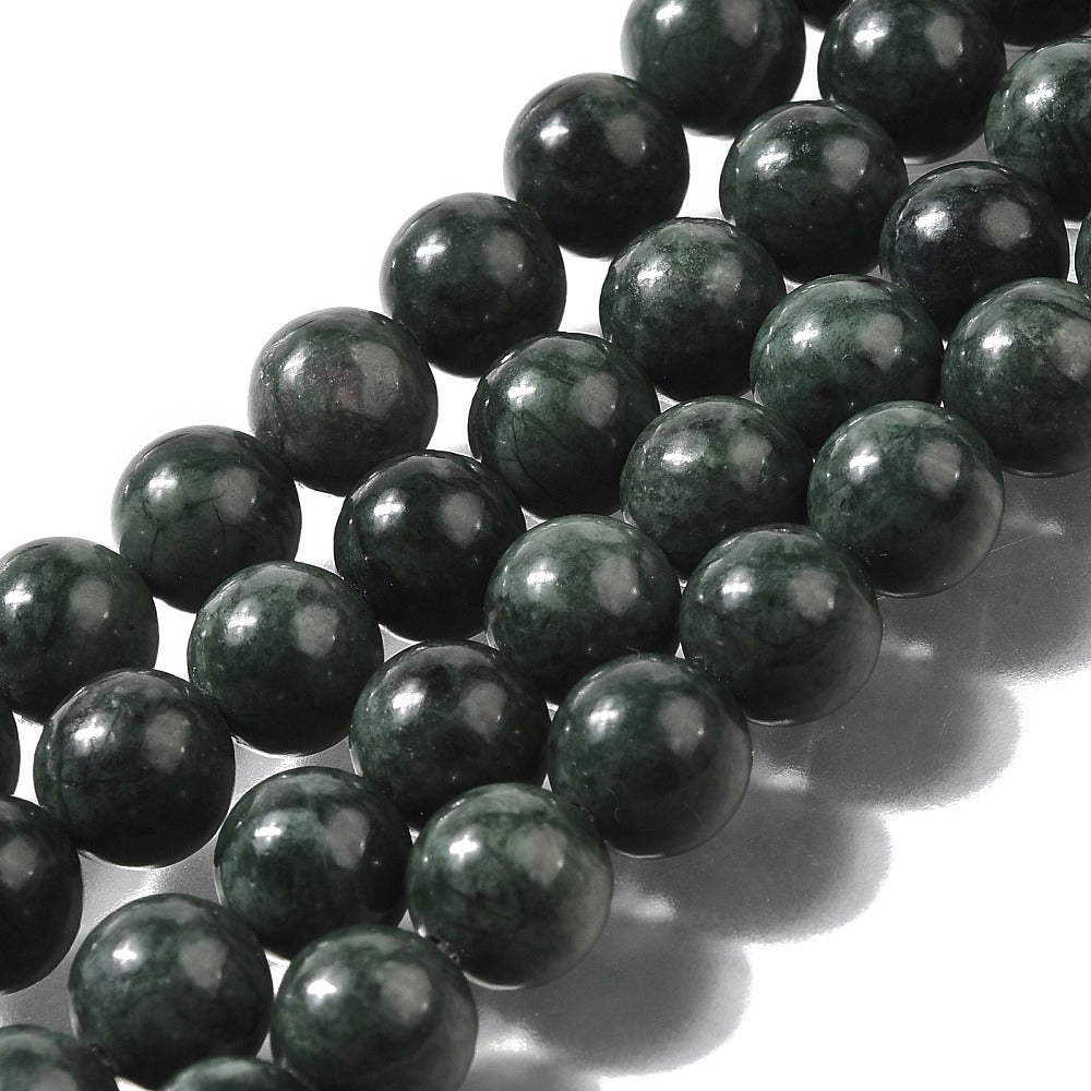 Natural Green Jade Beads Strands, Round, 8mm