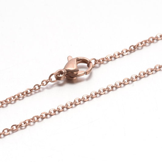 304 Stainless Steel Cable Chain Necklaces, with Lobster Claw Clasp, Rose Gold Size: about 17.7 inch(45cm)