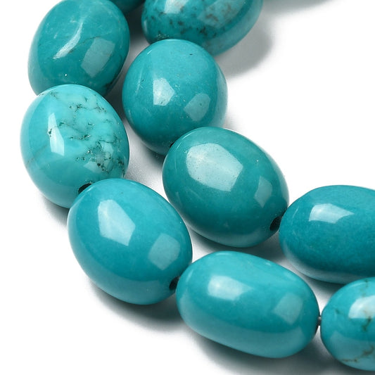 Howlite Beads Dyed Turquoise Egg Shape 12.513x1010.5x7~9.5mm (30pcs/Strand) The Pink Bead Shop