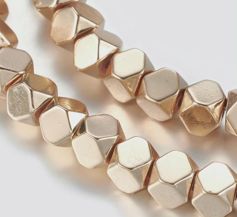 Non-magnetic  Hematite Beads Strands, Polygon, Silver Plated Size: about 4mm Rose Gold, Silver, Gold