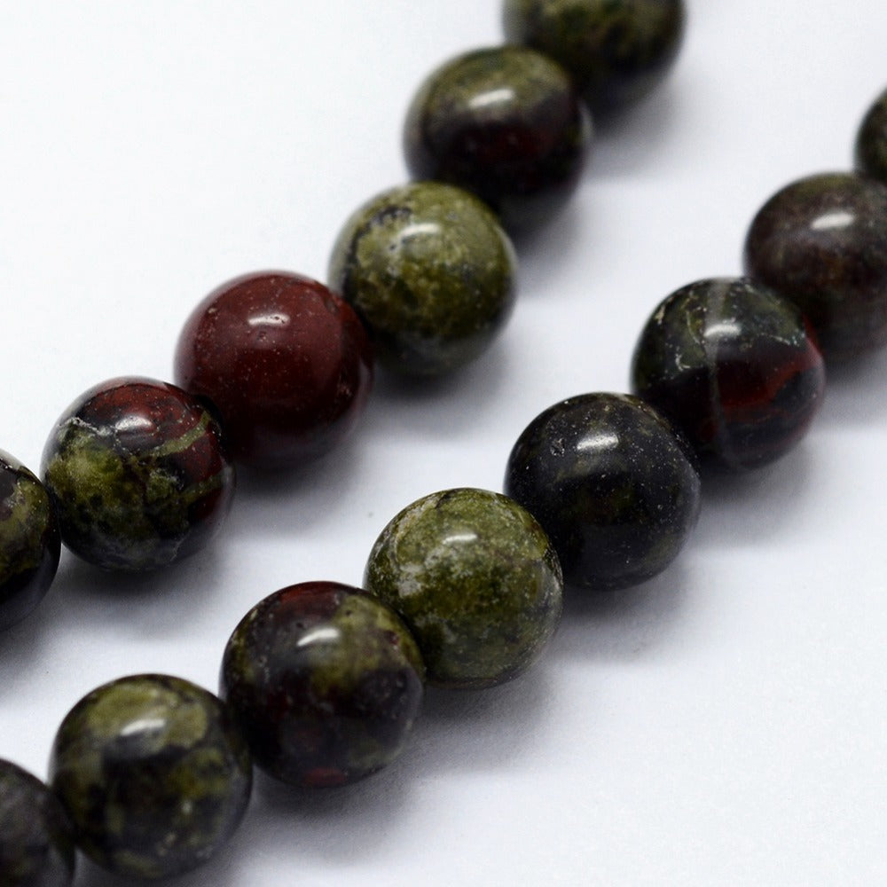 Natural Bloodstone Beads Strands, Round Size: about 8mm