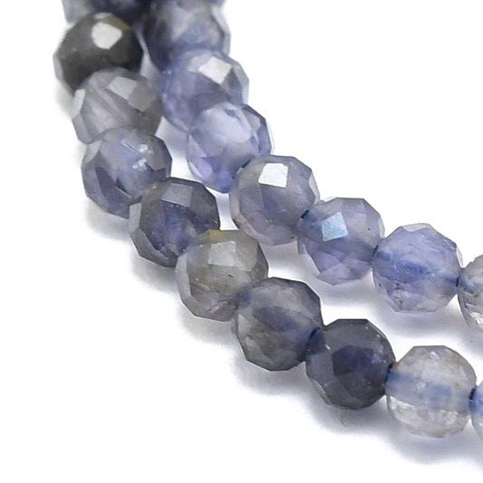 Iolite / Cordierite / Dichroite Beads  Faceted Round 4mm (108pcs/Strand) The Pink Bead Shop