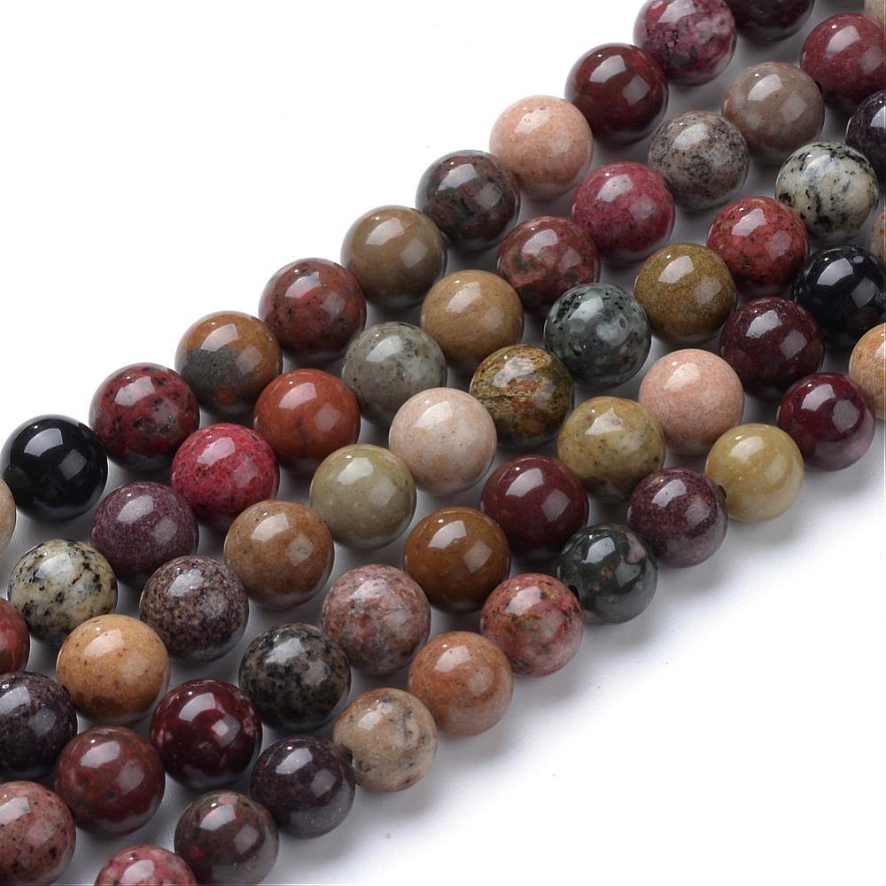 Natural River Stone Beads Strands, Round, Size: about 8mm