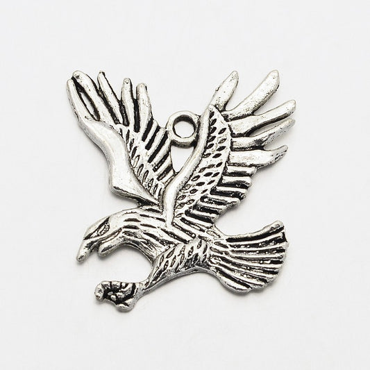 Tibetan Style Alloy Big Pendants, Eagle/Hawk, Antique Silver Size: about 73mm wide 2 Pack