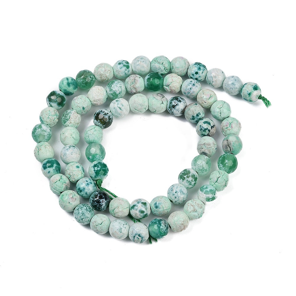Fire Crackle Agate Beads Dyed & Heated Faceted Round 5.5~6mm (66pcs/Strand) The Pink Bead Shop