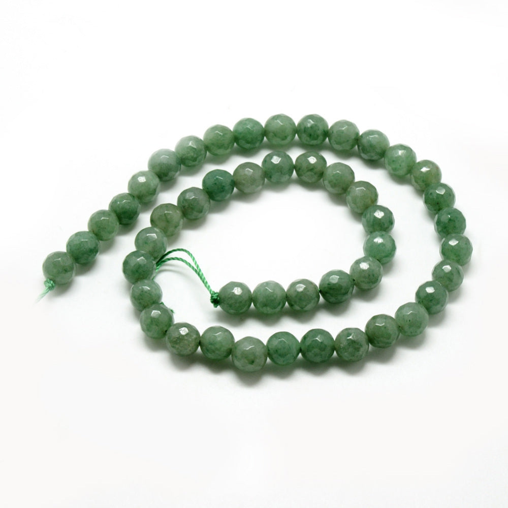 Green Aventurine Faceted 8mm Round Bead Strands
