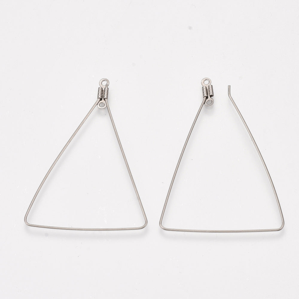 Tarnish Resistant 304 Stainless Steel Wire Pendants, Hoop Earring Findings, Triangle, Stainless Steel Color 1 PAIR