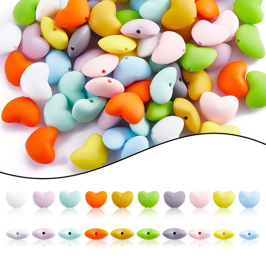 Heart Silicone Beads, Mixed Color