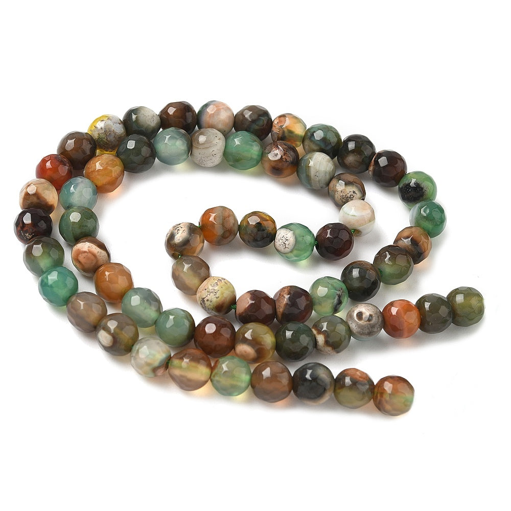 Colorful Agate Beads Natural  Faceted Round 6mm (62pcs/Strand) The Pink Bead Shop