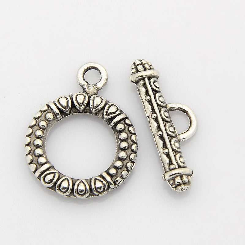 Tibetan Style Alloy Ring Toggle Clasps, Antique Silver Size 2 Pack