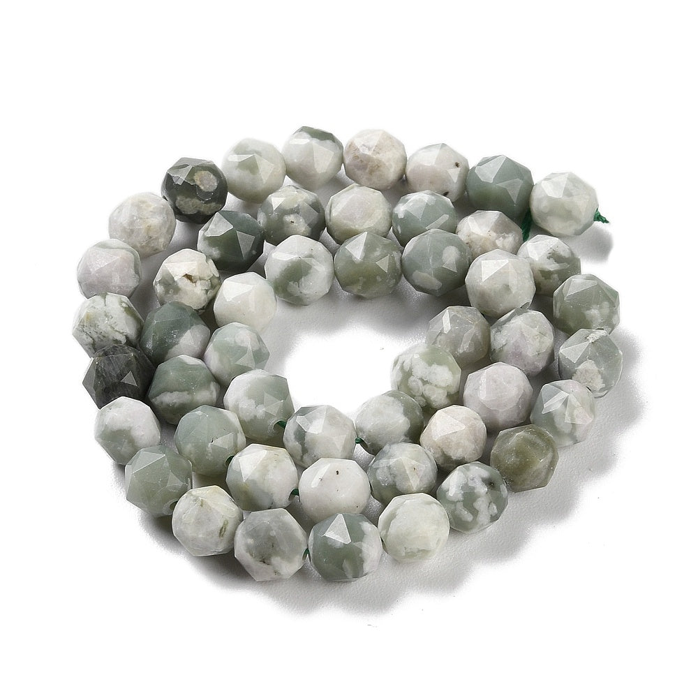 Peace Jade Beads Faceted  Star Cut 78.5x7.58mm (48–50pcs/Strand) The Pink Bead Shop