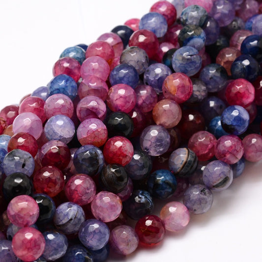 Agate Faceted Colorful Bead Strands Round 8mm