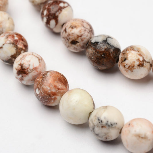 Round Natural Magnesite Beaded Strands 8mm