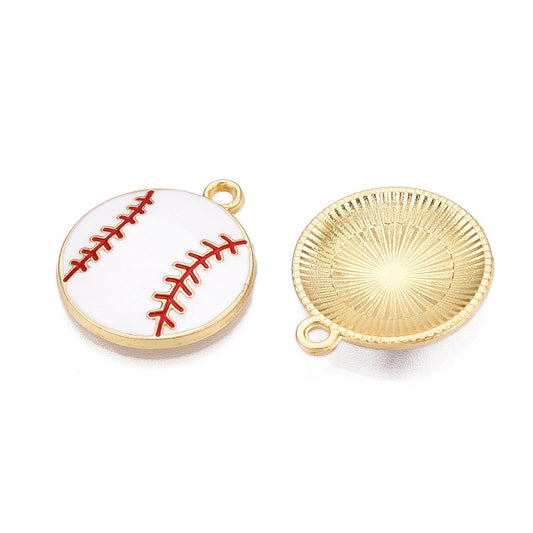 Baseball Alloy Enamel Pendants 5pk