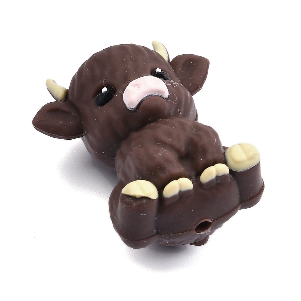 Coconut Brown Silicone Cow Focal Bead