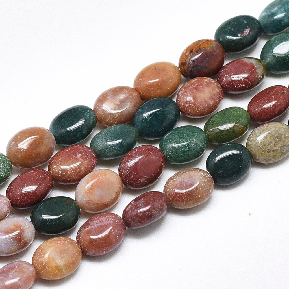 Natural Indian Agate Beads Strands, Oval, Size: about 8mm long, 6mm wide, 4mm thick