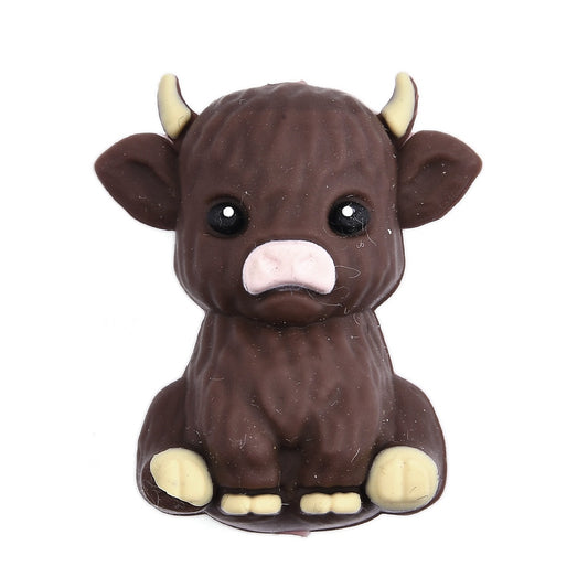 Coconut Brown Silicone Cow Focal Bead