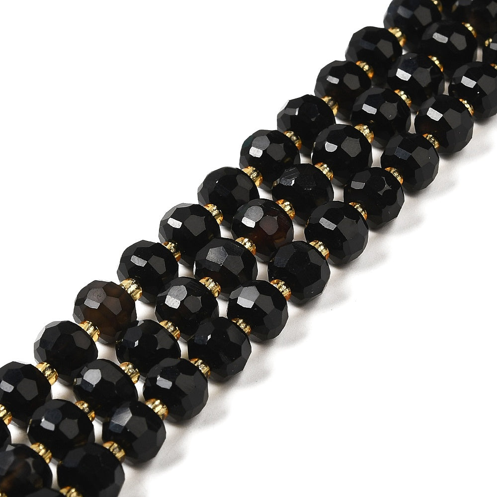 Black Onyx Beads – Dyed & Heated Faceted Rondelle 78x56mm (45–46pcs/Strand) The Pink Bead Shop