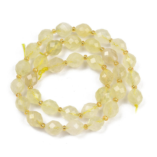 Natural Lemon Quartz Beads – Faceted Oval 9x10mm (32pcs/Strand) The Pink Bead Shop