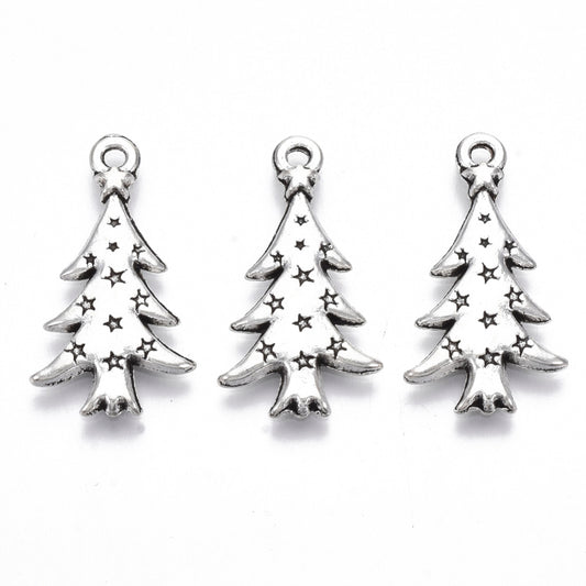 Tibetan Style Alloy Christmas tree charm 4pack