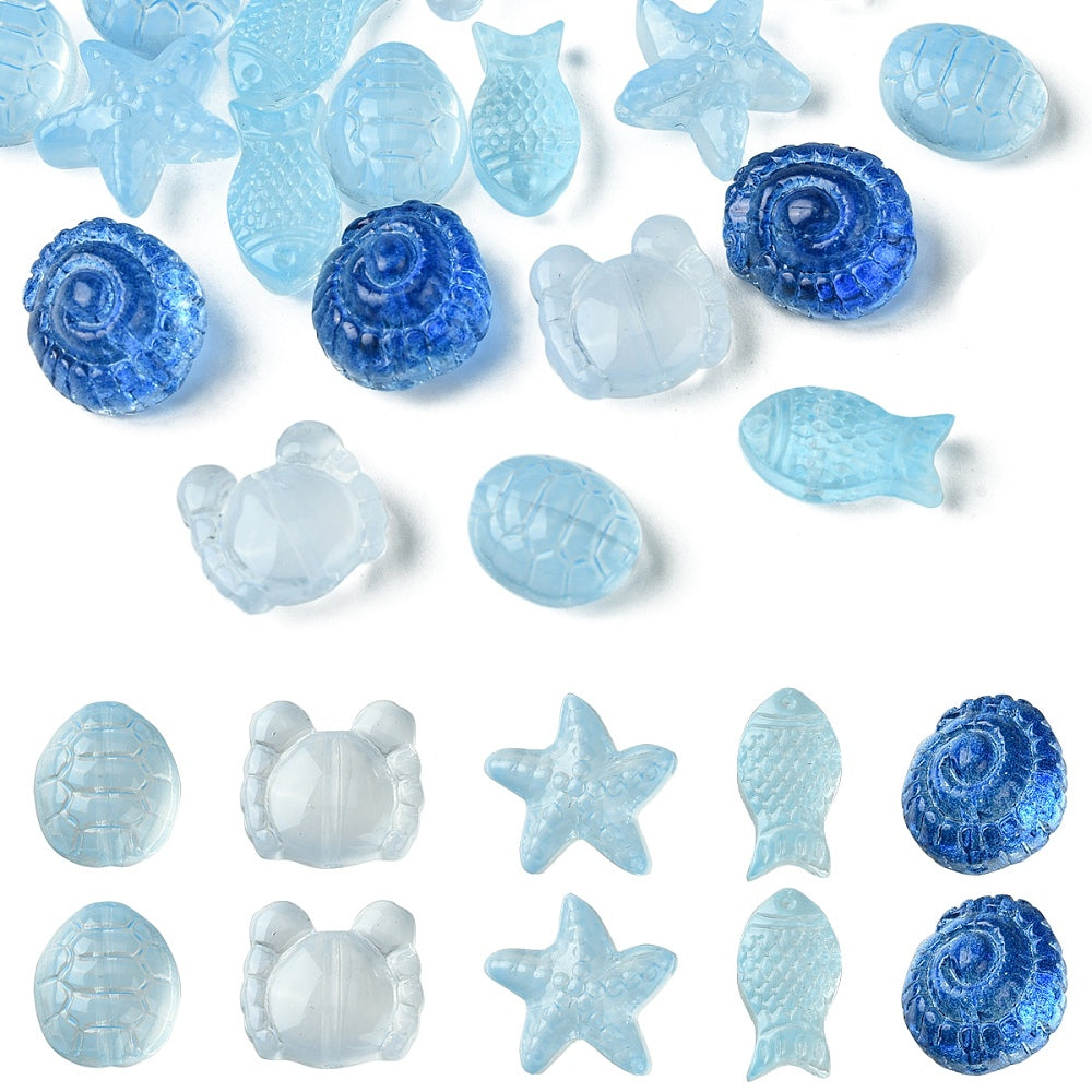 Ocean Themed Glass Bulk Beads Mixed Shapes