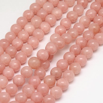 Natural Jade Beads Strands, Dyed, Round, Dark Salmon Size: about 6mm