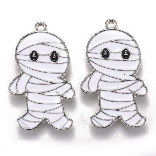 White Mummy Enamel Pendants  2 Pack The Pink Bead Shop