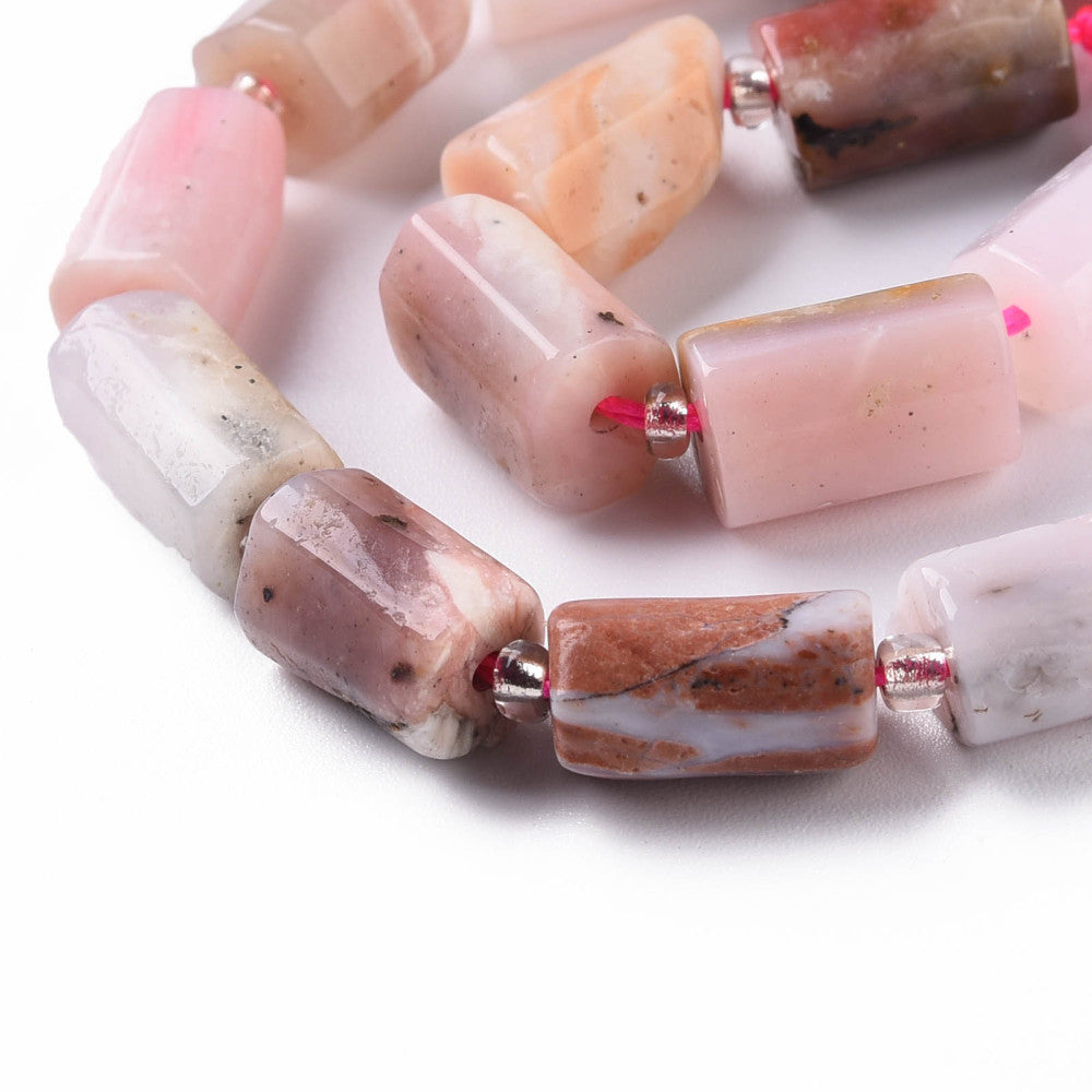 Natural Pink Opal Beads Strands, Faceted, Column