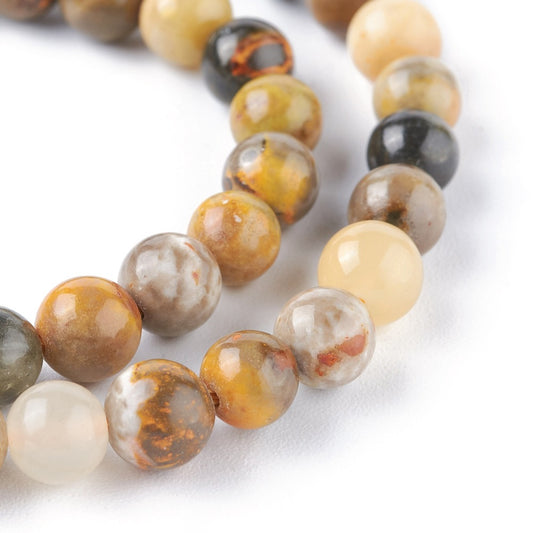 Natural Bumblebee Jasper Beads Strands, Round, 8mm