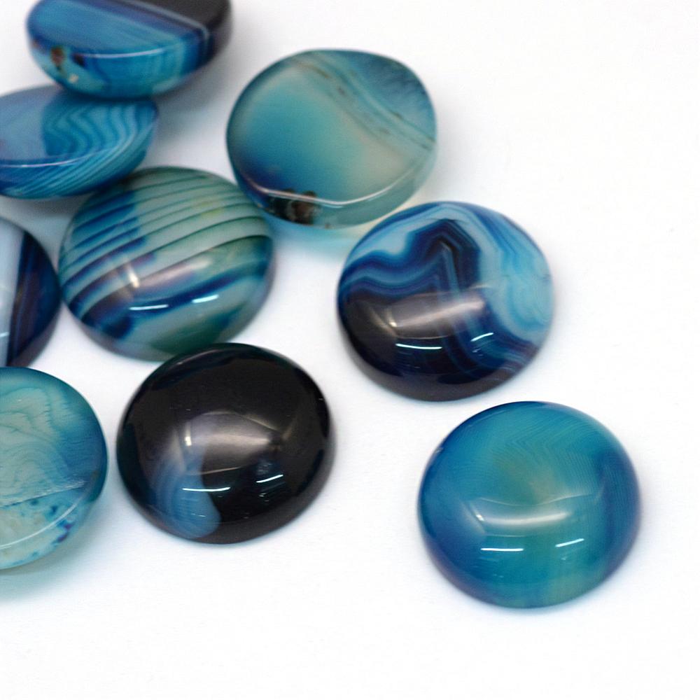 Dyed Natural Striped Agate/Banded Agate Cabochons, Half Round/Dome, 2 Pack