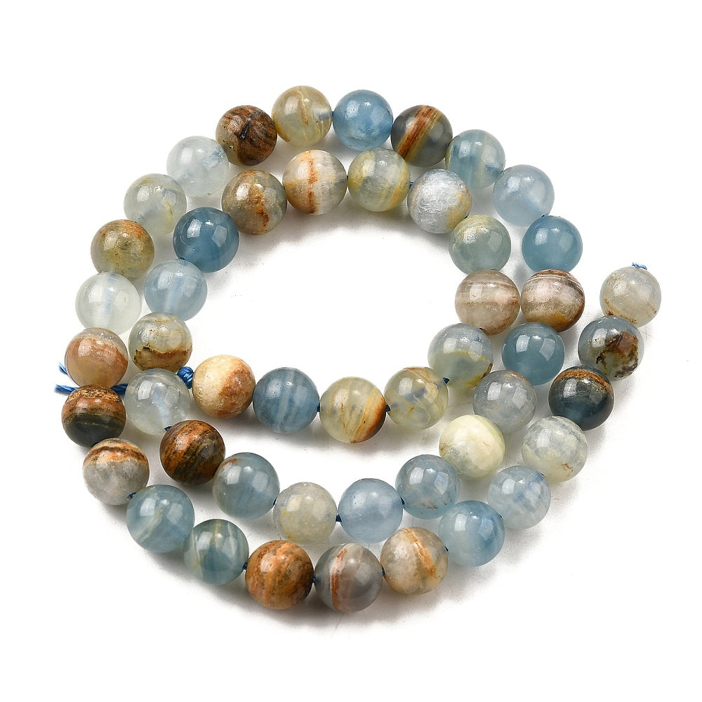 Blue Calcite Beads Strands, Natural 8mm Round