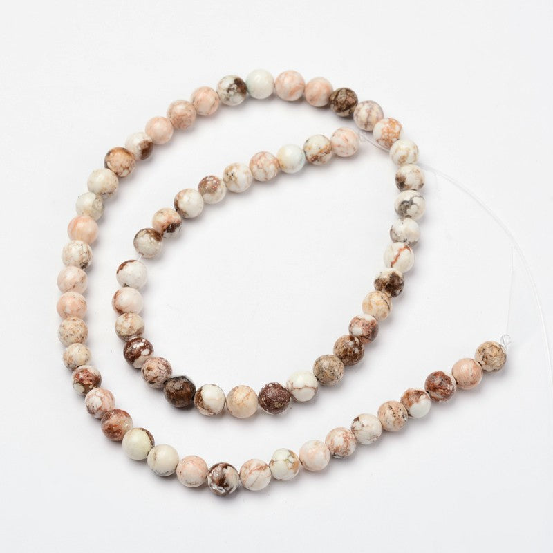 Round Natural Magnesite Beaded Strands 8mm