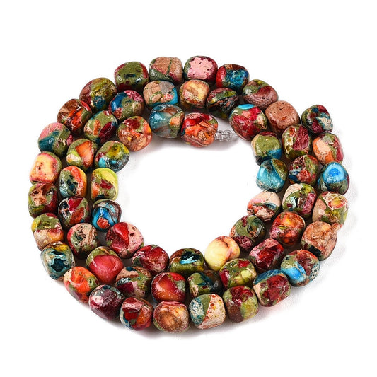Imperial Jasper Beads  Dyed Cuboid 6.5–7.5x6x5–6mm (53–60pcs/Strand) The Pink Bead Shop