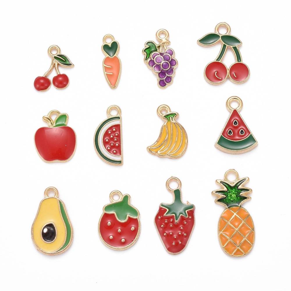 Fruit themed alloy Charms Mixed pack 12 pieces