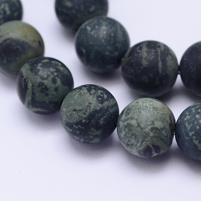 Natural Kambaba Jasper Beads Strands, Frosted, Round, 4mm