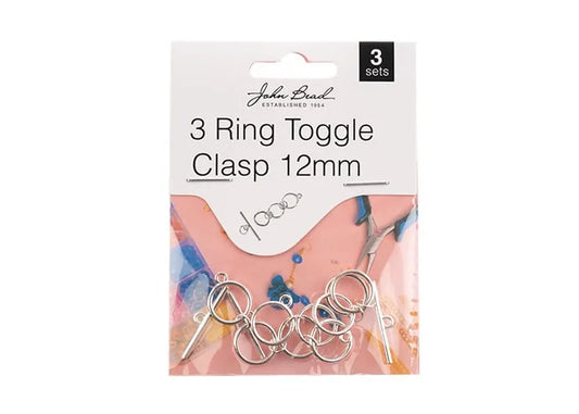 3 Ring Toggle Clasp 12mm Loops Silver 3 sets