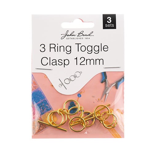 3 Ring Toggle Clasp 12mm – Gold (3 Sets) The Pink Bead Shop